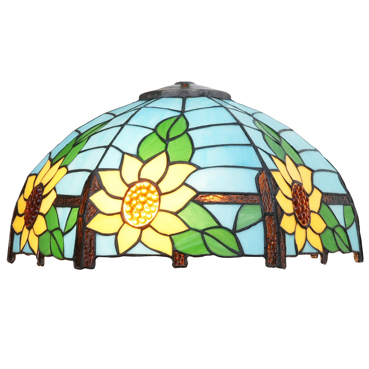 Tiffany stained glass lampshade with sunflowers