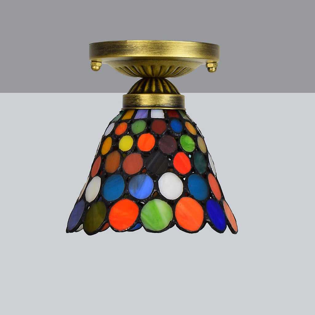 Tiffany Style Ceiling Light with Mosaic Circles