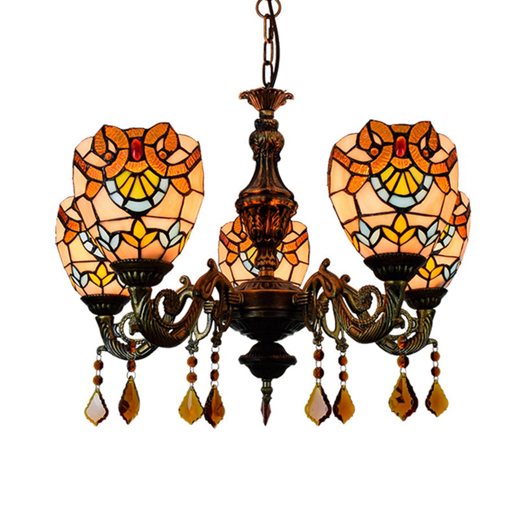 Tiffany Style Chandelier in Aged Bronze with 5 Lights