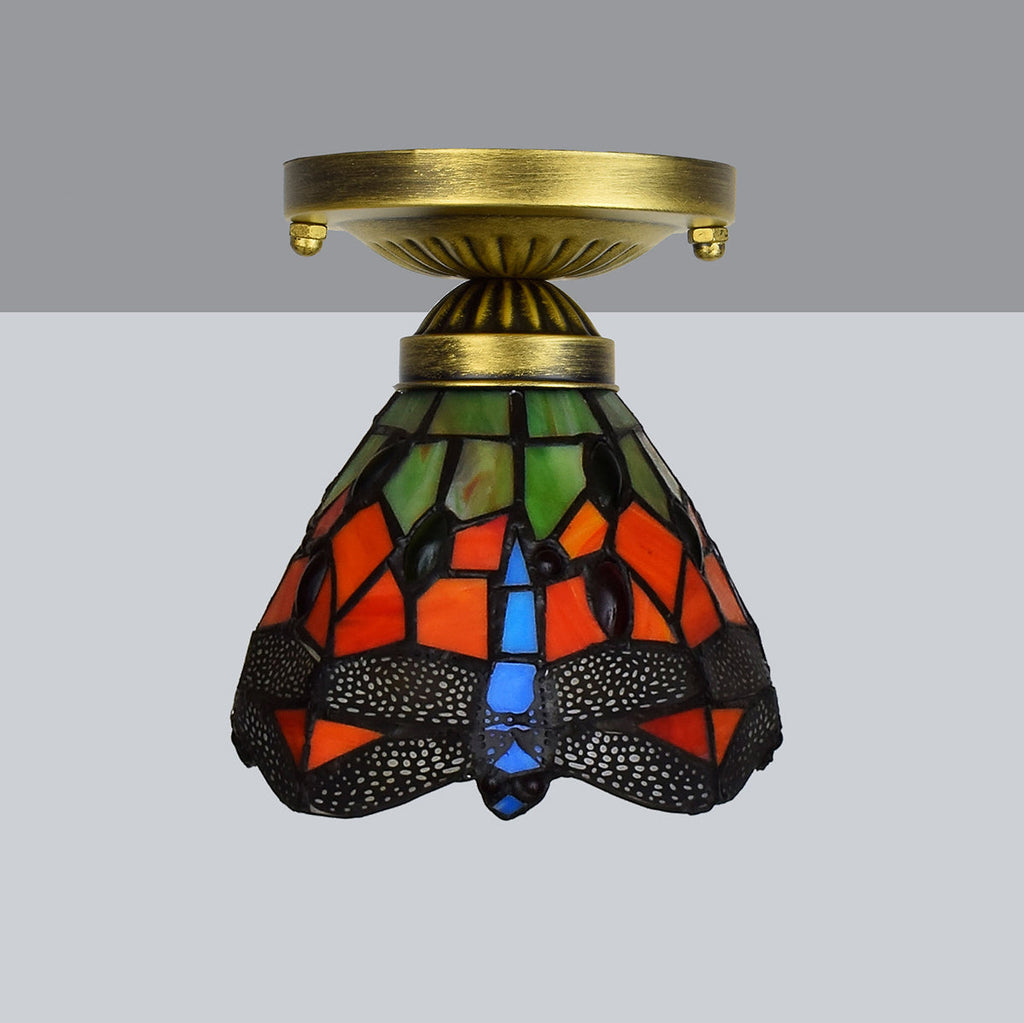 Tiffany Style Dragonfly Stained Glass Ceiling Light