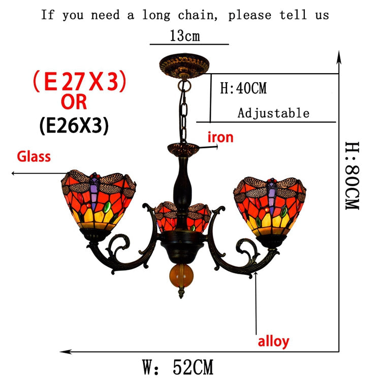 Tiffany Style Dragonfly Stained Glass Chandelier