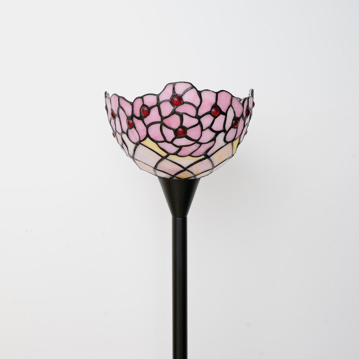Tiffany Style Floor Lamp in Pink Floral Stained Glass