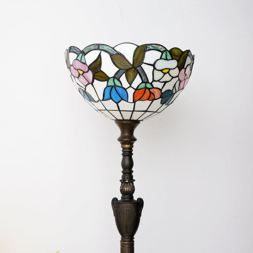 Tiffany Style Floor Lamp with Floral Stained Glass