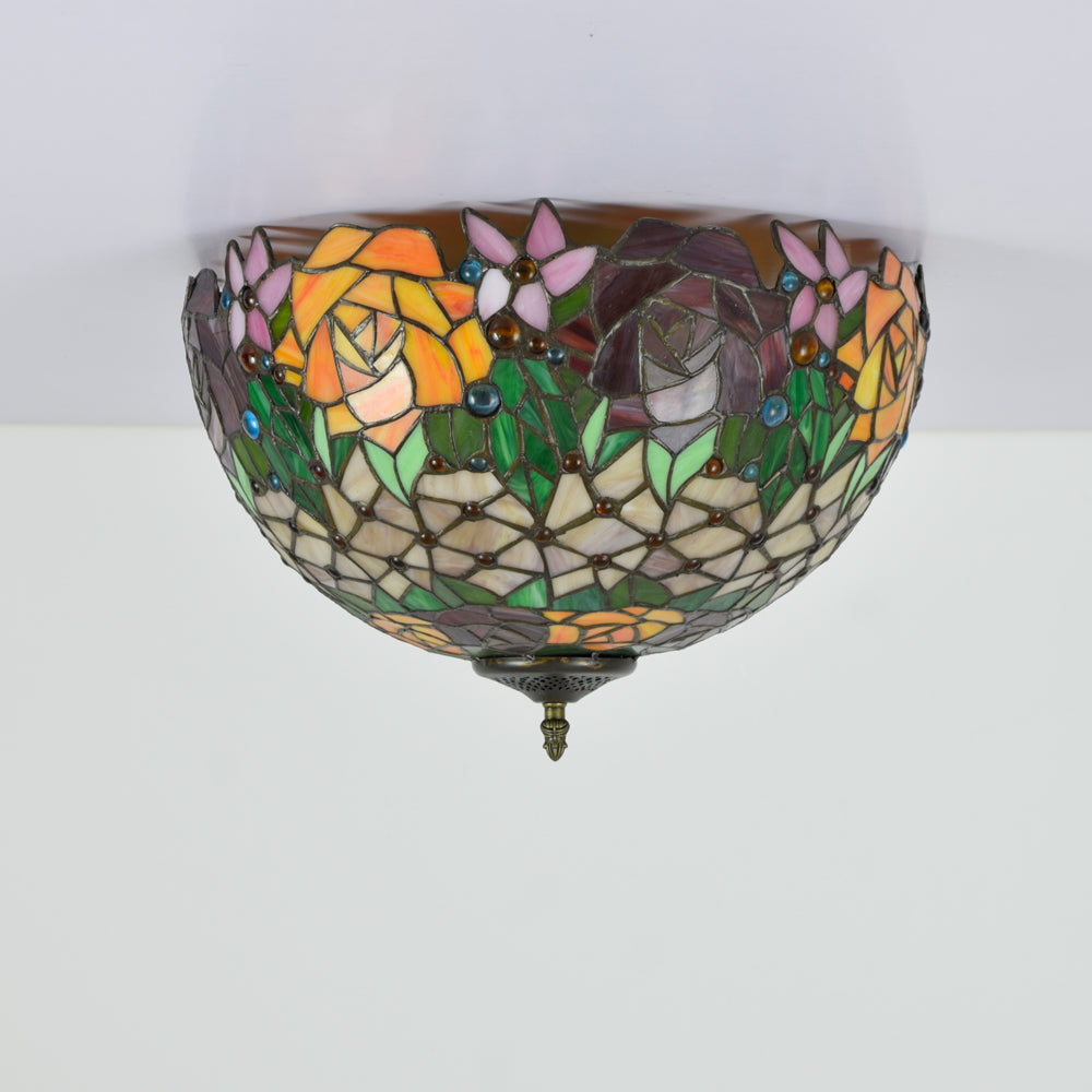Tiffany Style Floral Stained Glass Ceiling Light