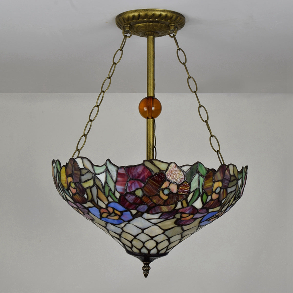 Tiffany Style Floral Stained Glass Chandelier