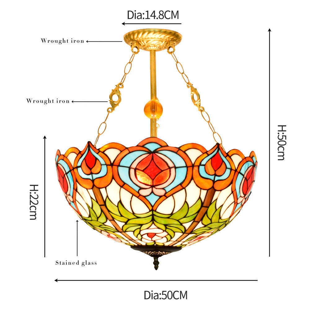 Tiffany Style Floral Stained Glass Hanging Decoration