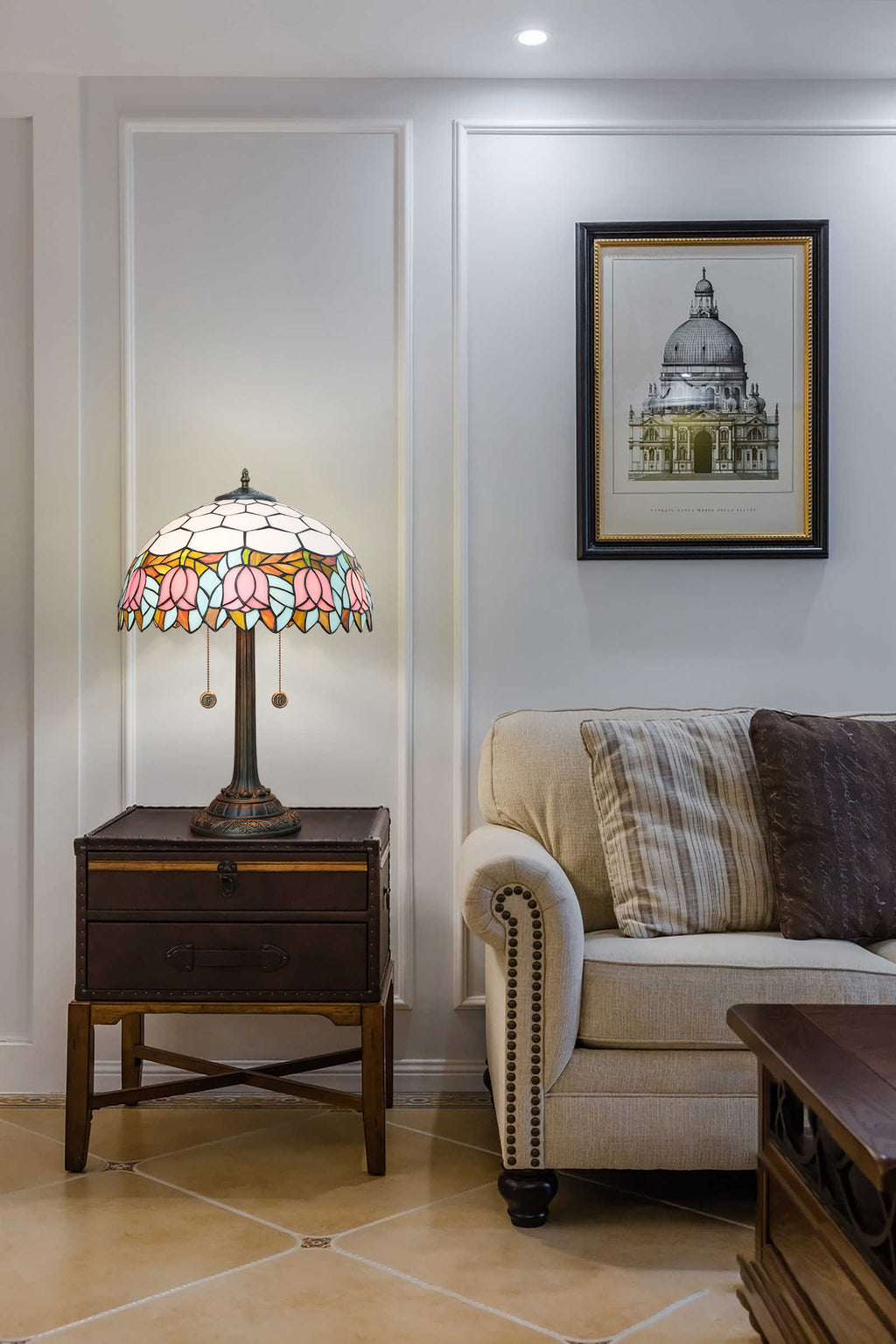 Tiffany Style Floral Stained Glass Table Lamp