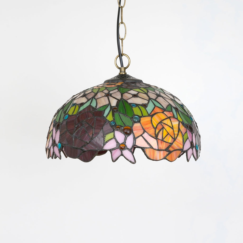 Tiffany Style Glass Floral Hanging Plant Hanger