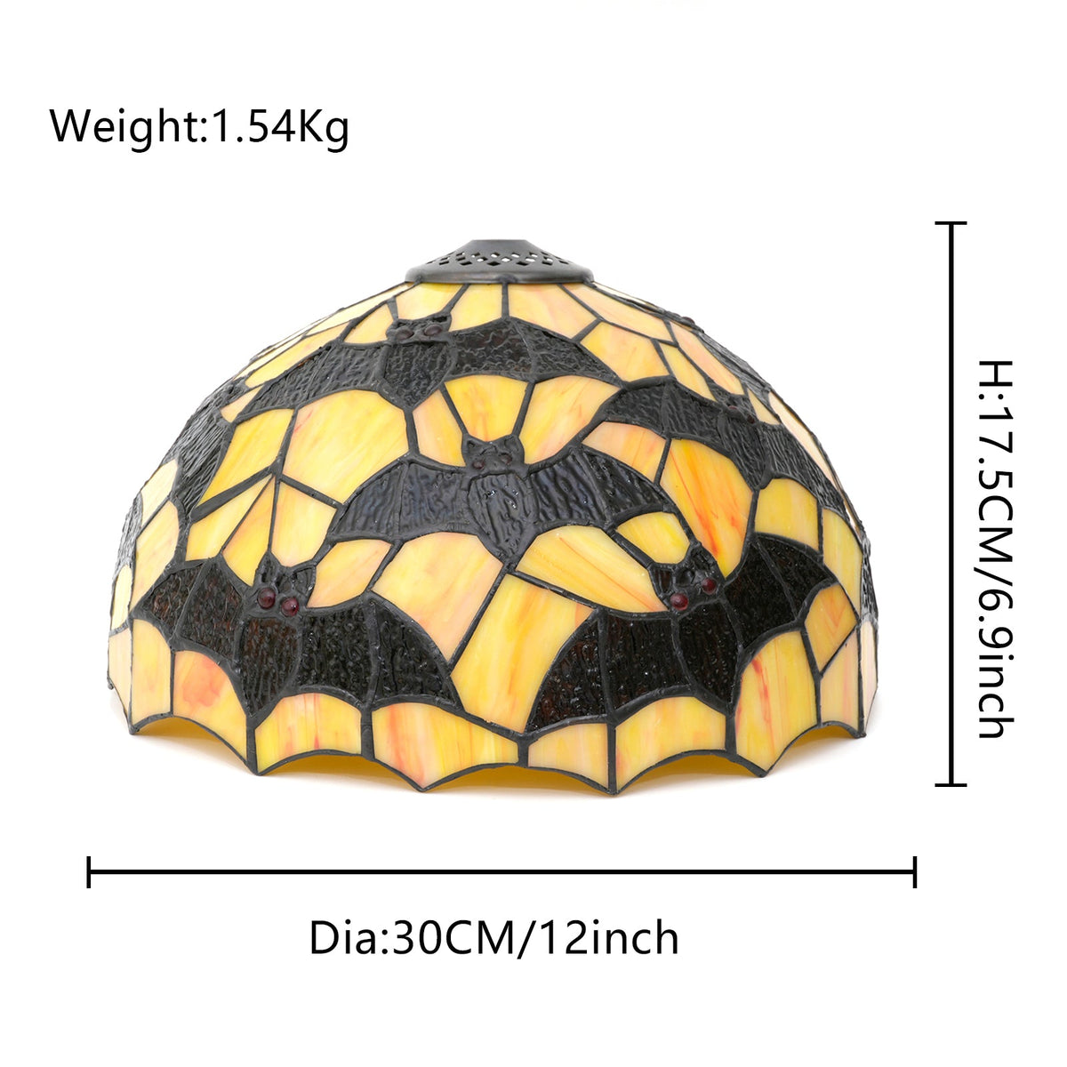 Tiffany-style glass lampshade with bat motif