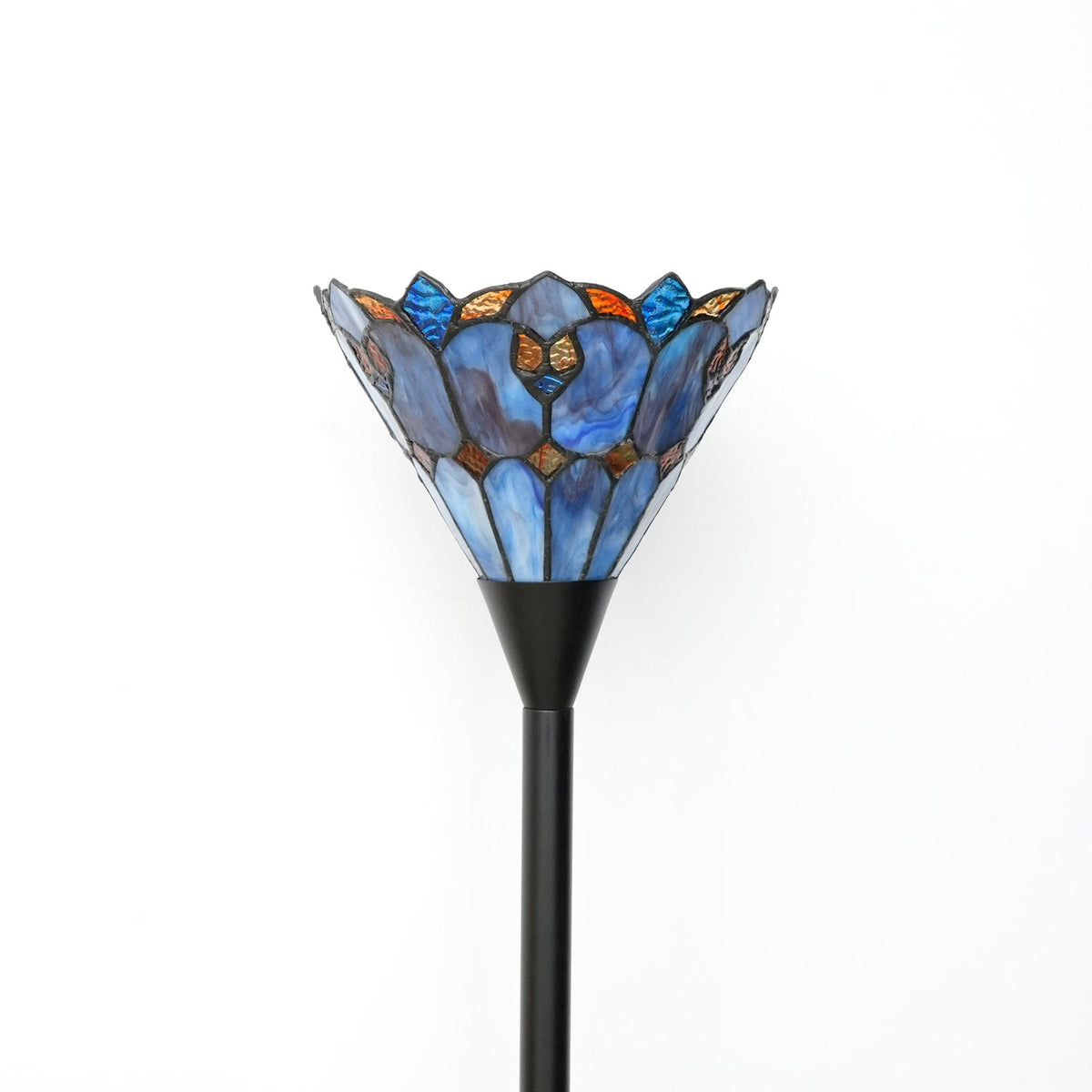 Tiffany Style Lamp in Blue and Amber Glass