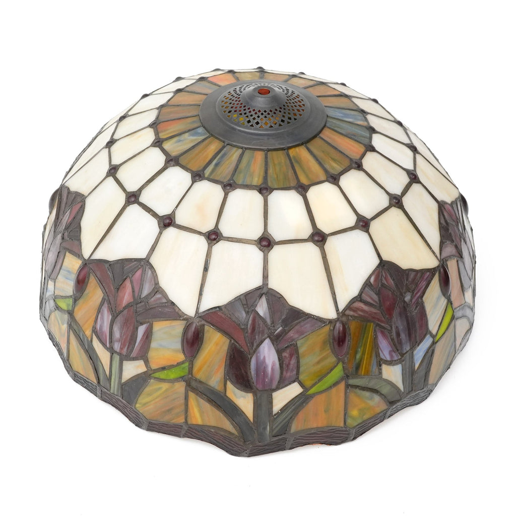 Tiffany-style lampshade in tinted glass with amber tulip patterns