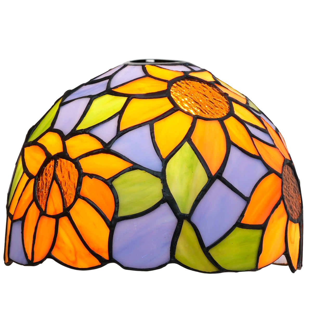 Tiffany-style lampshade in tinted glass with sunflower design