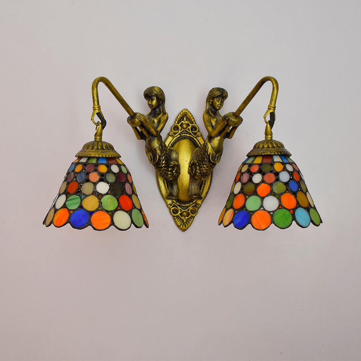Tiffany Style Mermaid Wall Sconce, Multicolored Glass