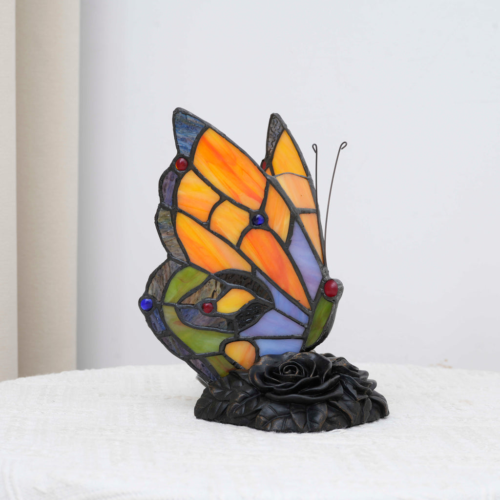 Tiffany Style Multicolor Stained Glass Butterfly Lamp