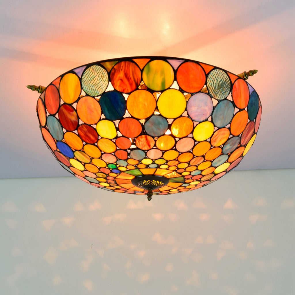 Tiffany Style Multicolored Stained Glass Ceiling Light