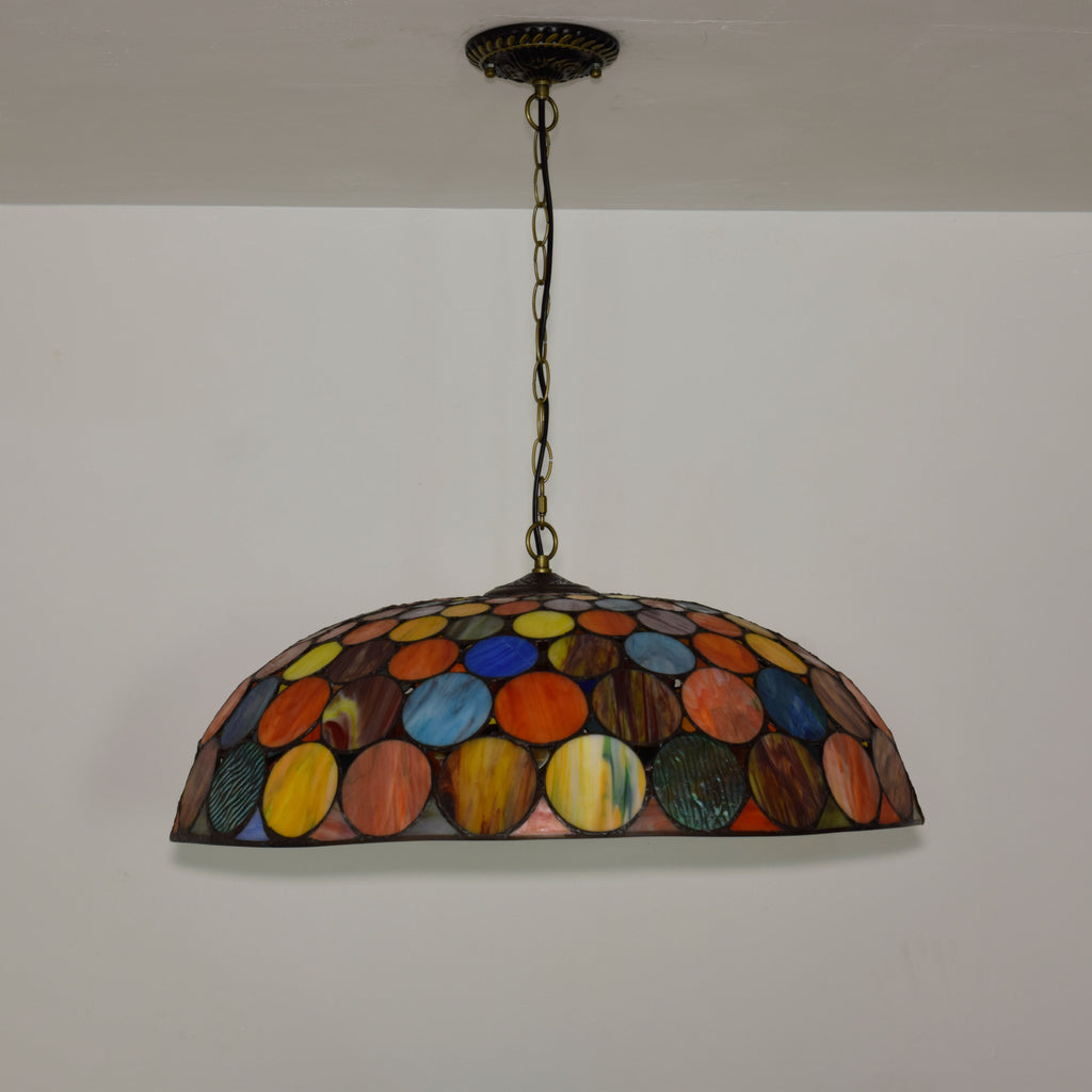Tiffany Style Pendant Light with Multicolored Circles