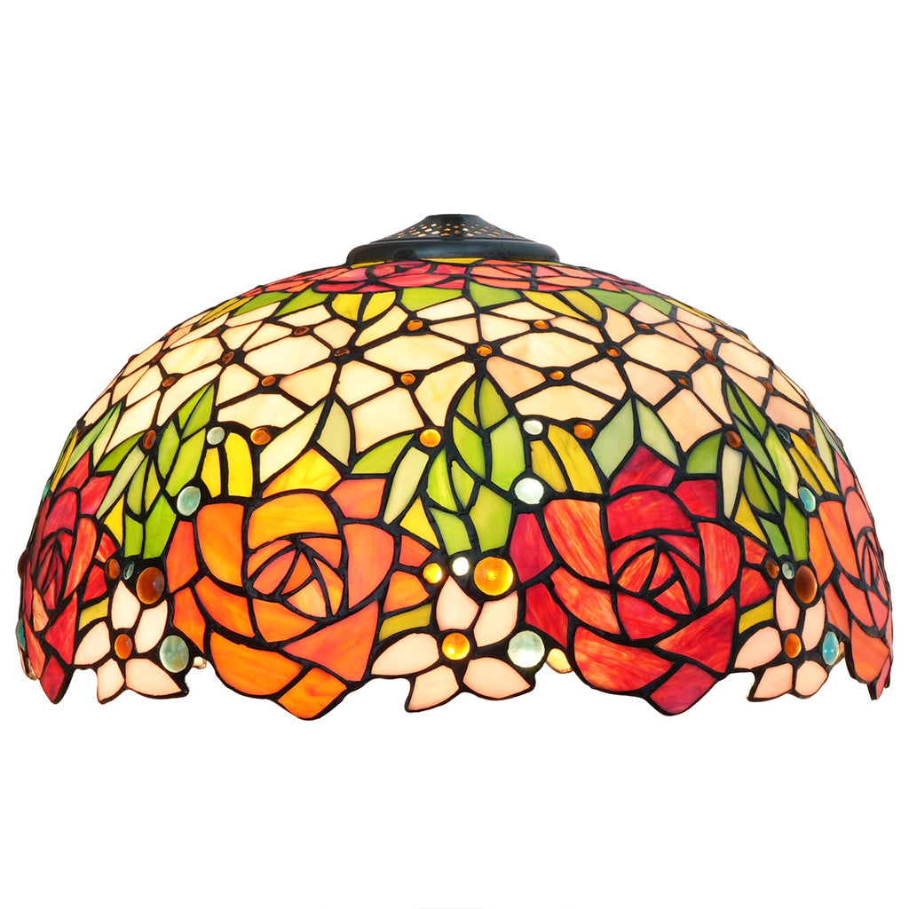 Tiffany Style Roses Tinted Glass Lampshade