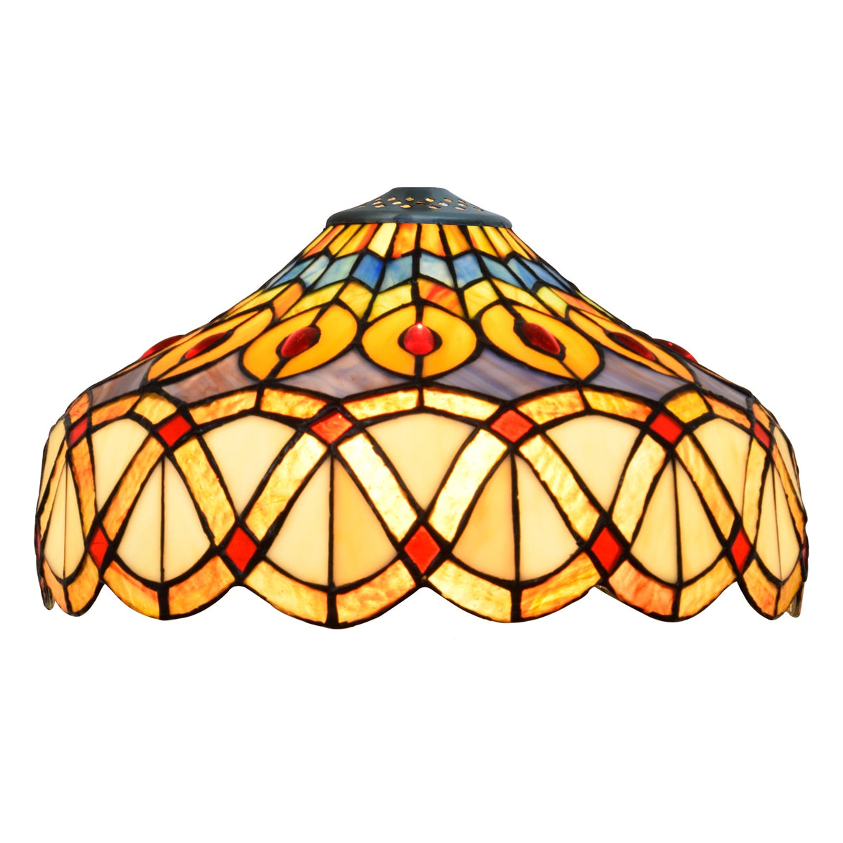 Tiffany-Style Scalloped Multicolor Glass Lampshade