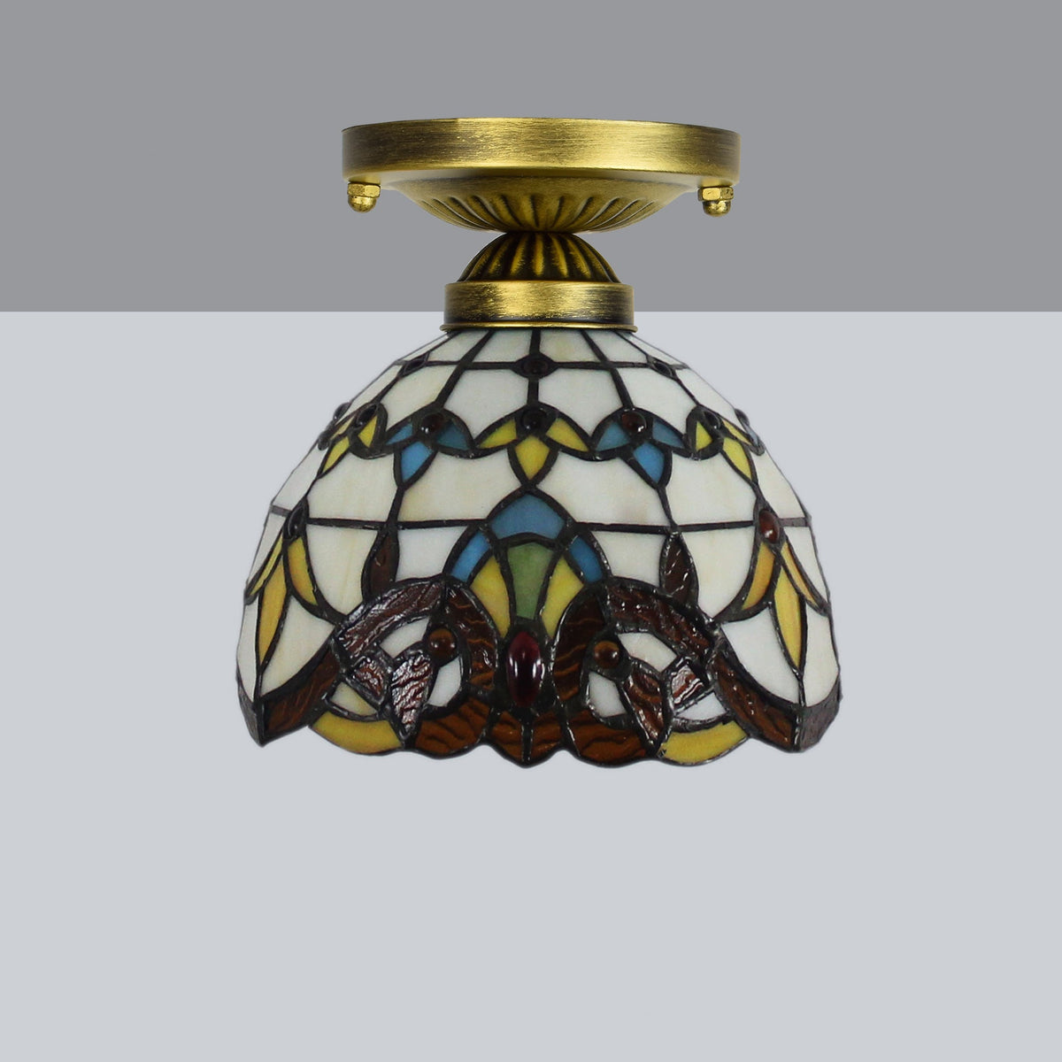 Tiffany Style Stained Glass Dome Ceiling Light