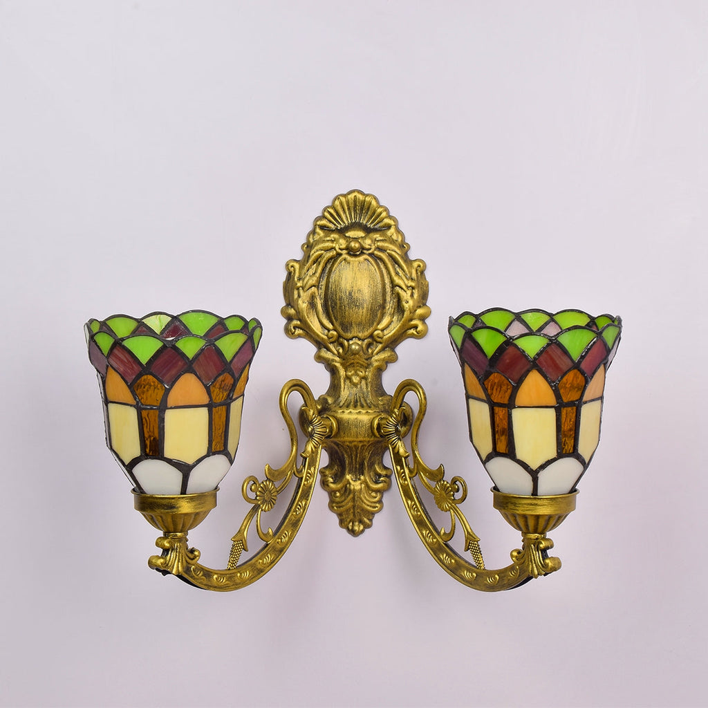 Tiffany Style Stained Glass Double Wall Sconce