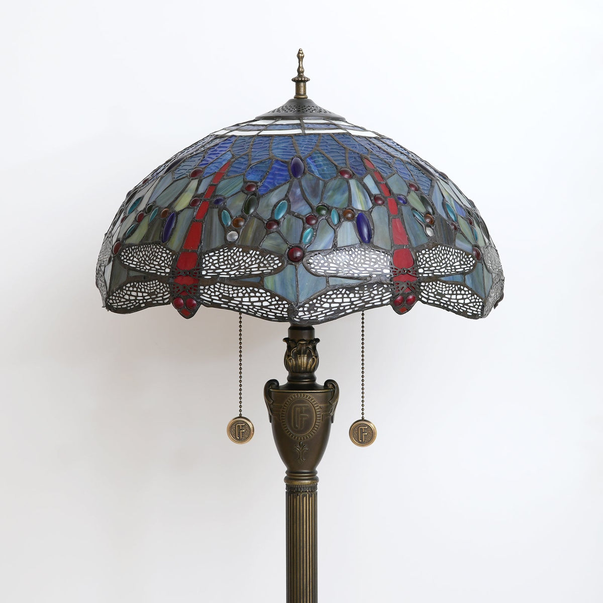 Tiffany Style Stained Glass Dragonfly Floor Lamp