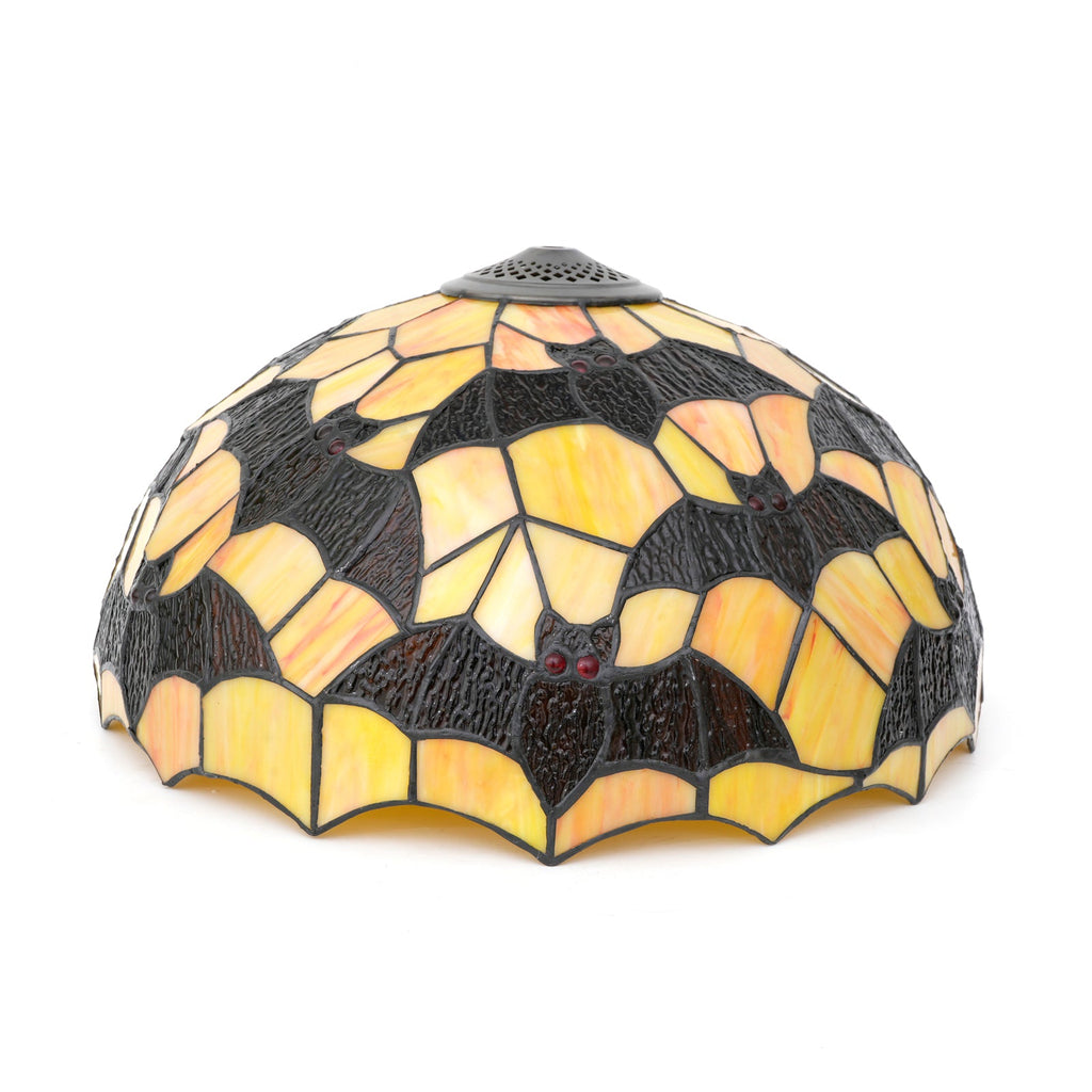 Tiffany-style stained glass lampshade with bats