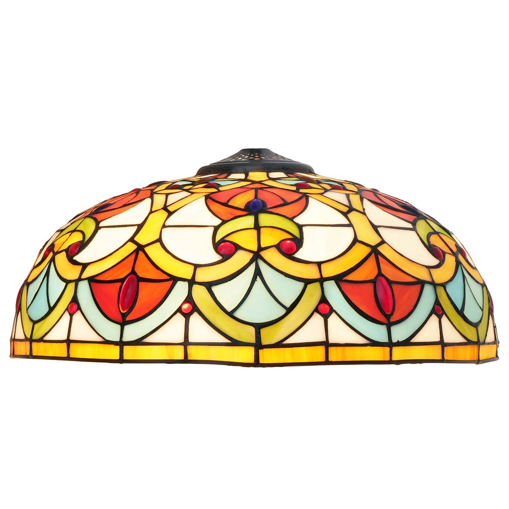 Tiffany-style stained glass lampshade with cabochons