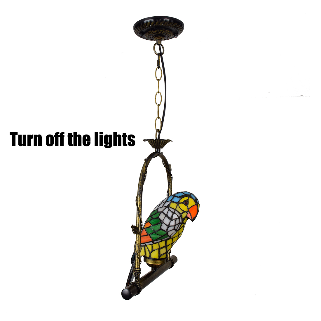 Tiffany Style Stained Glass Parrot Hanging Decoration