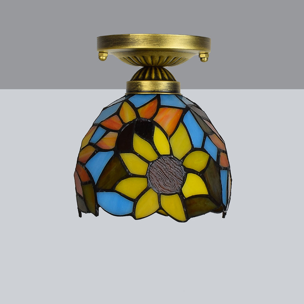 Tiffany Style Sunflower Stained Glass Ceiling Light