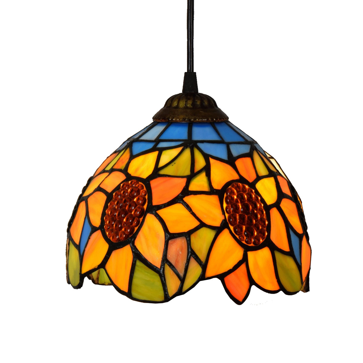 Tiffany-Style Sunflower Stained Glass Pendant Light