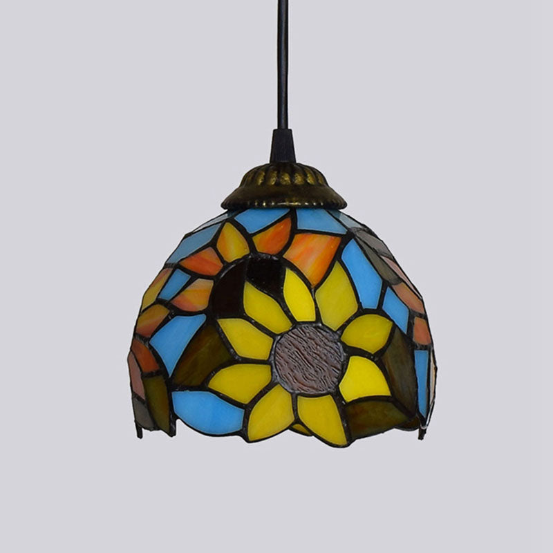 Tiffany Style Sunflower Tinted Glass Pendant Light
