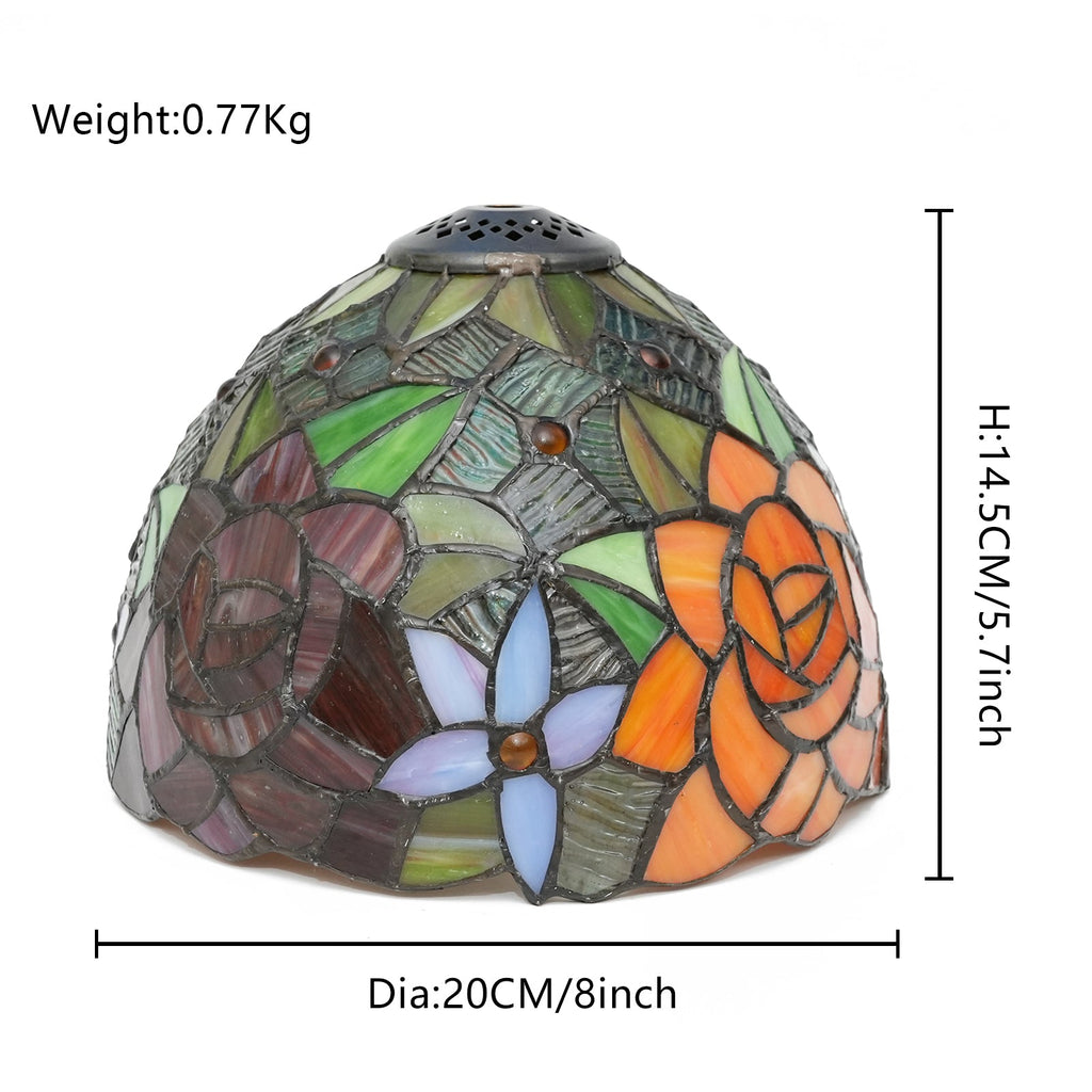 Tiffany-style tinted glass lampshade with orange roses