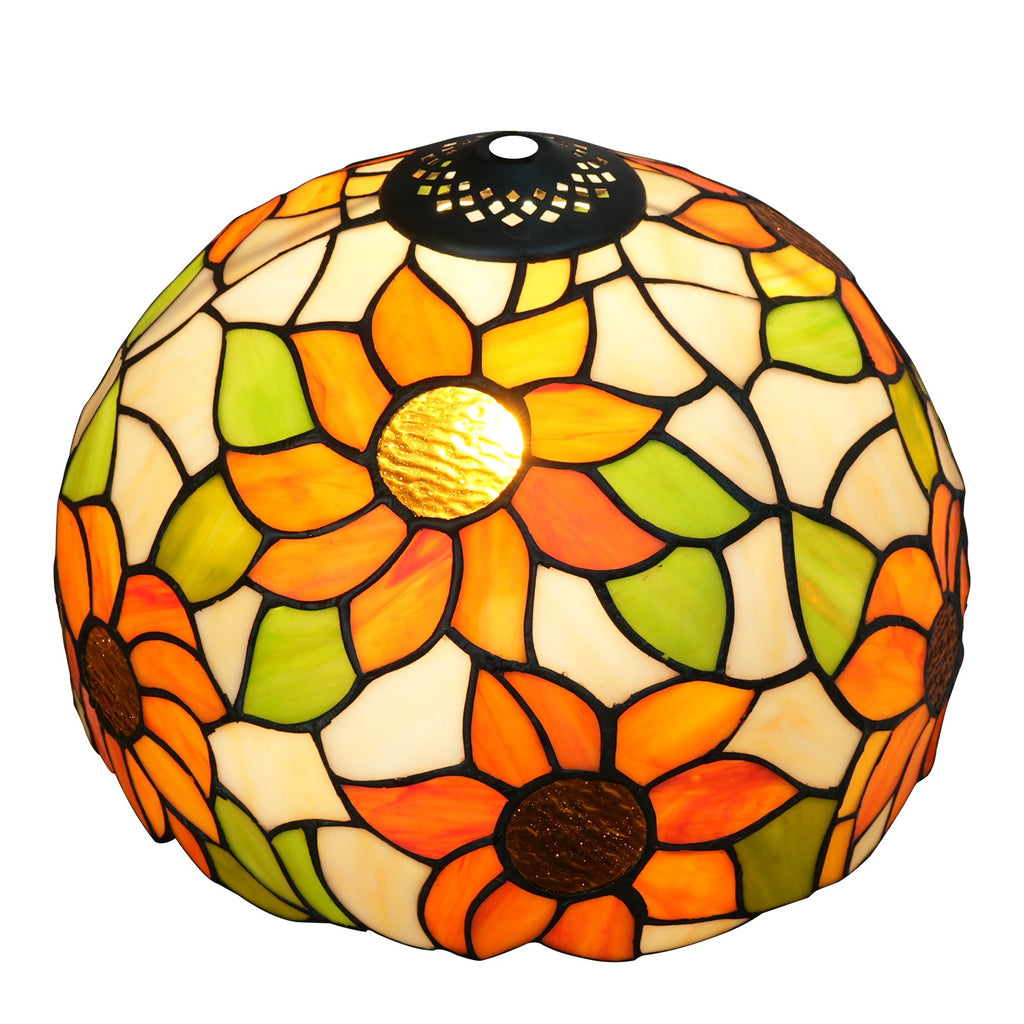 Tiffany-style tinted glass lampshade with sunflower design