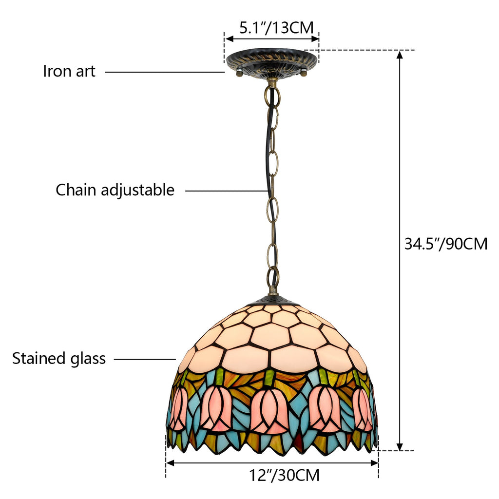 Tiffany Style Tinted Glass Pendant Light