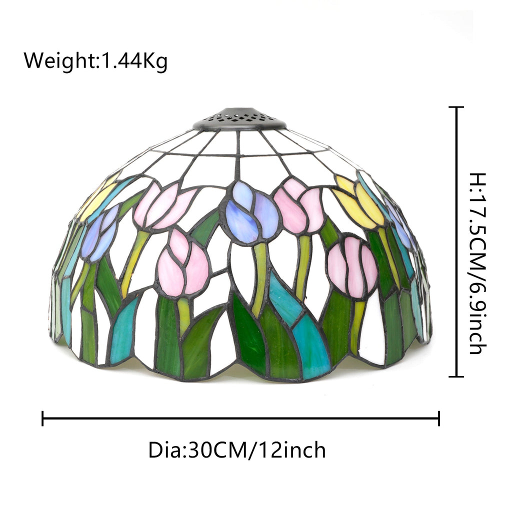 Tiffany-style Tulip-Shaped Tinted Glass Lampshade