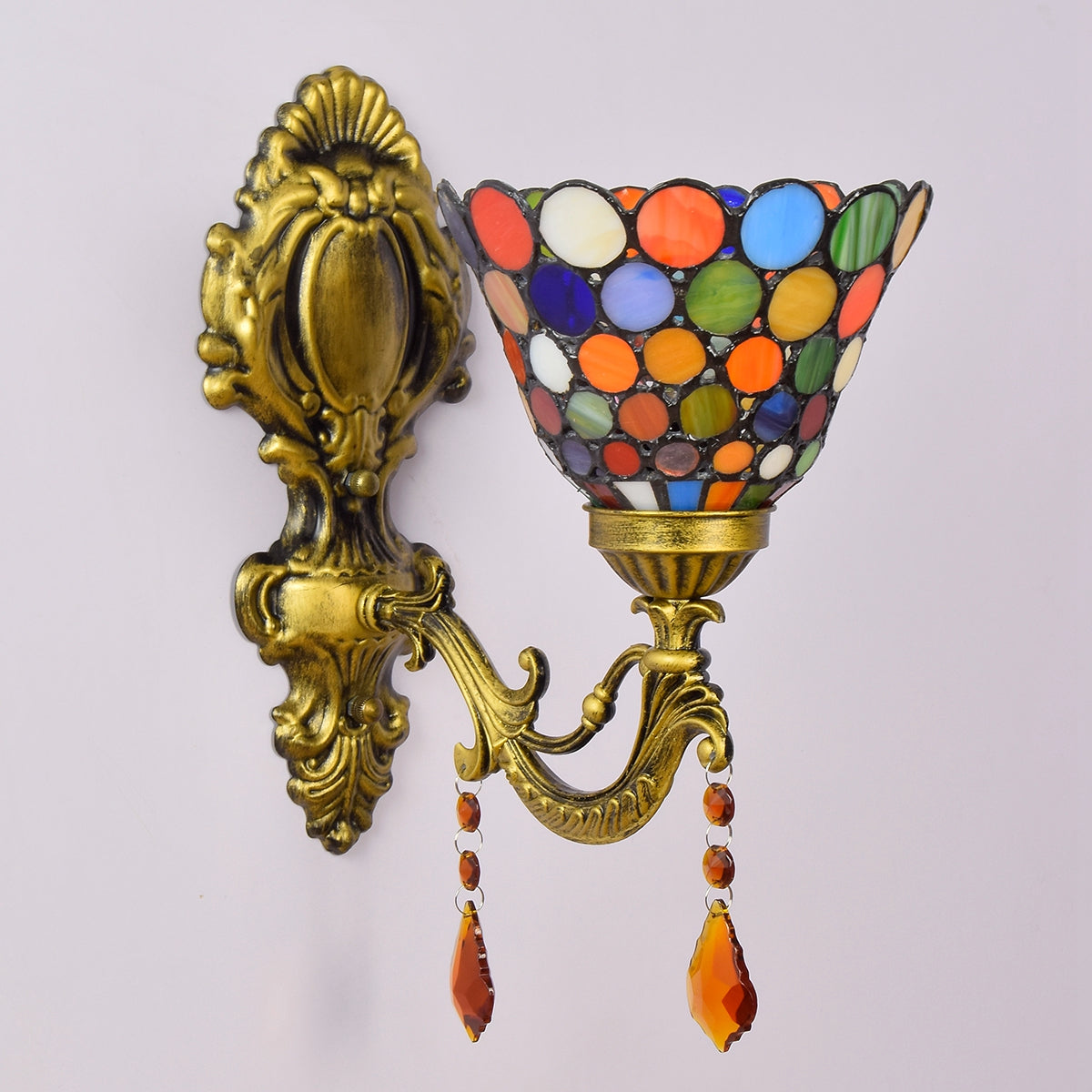 Tiffany Style Wall Sconce in Bronze and Crystals