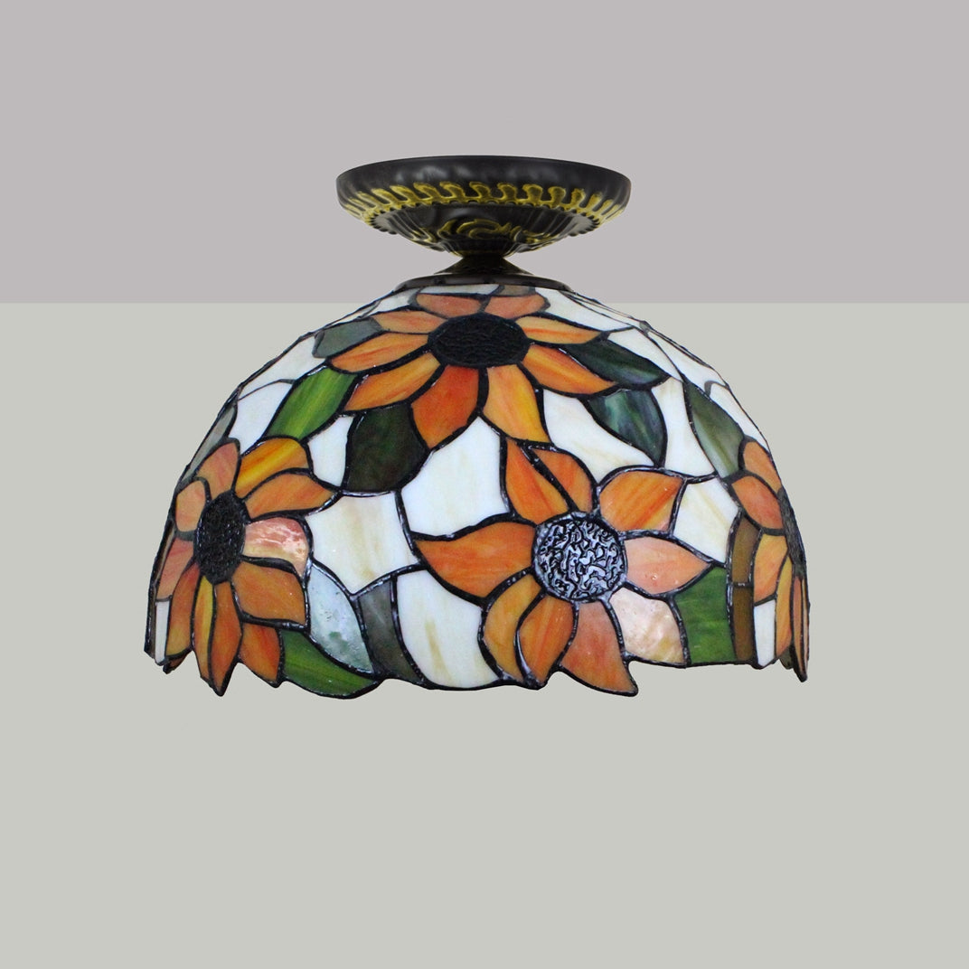 Tiffany Sunflower Stained Glass Ceiling Light