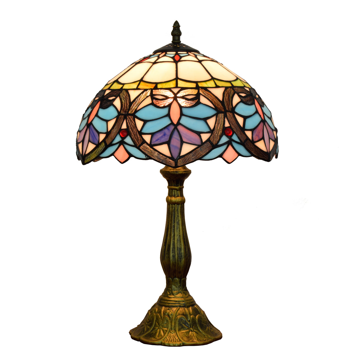 Tiffany Table Lamp in Floral Bronze Tinted Glass