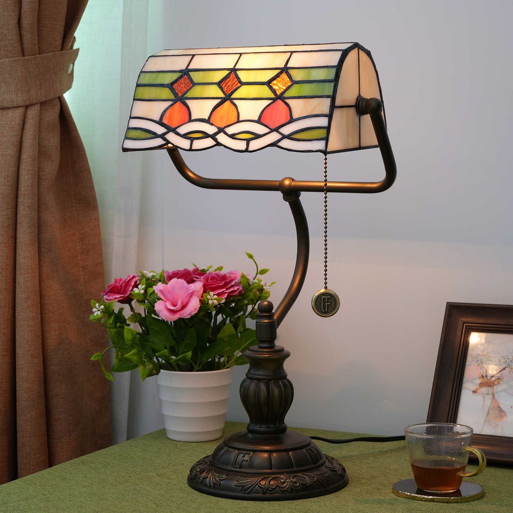 Tiffany Table Lamp in Mosaic Stained Glass