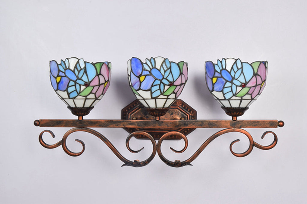 Tiffany Three-Light Stained Glass Wall Sconce