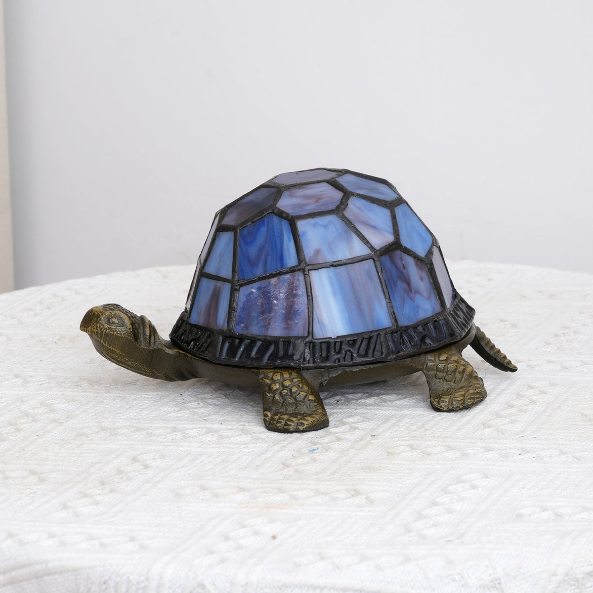 Tiffany Turtle Table Lamp in Blue Tinted Glass