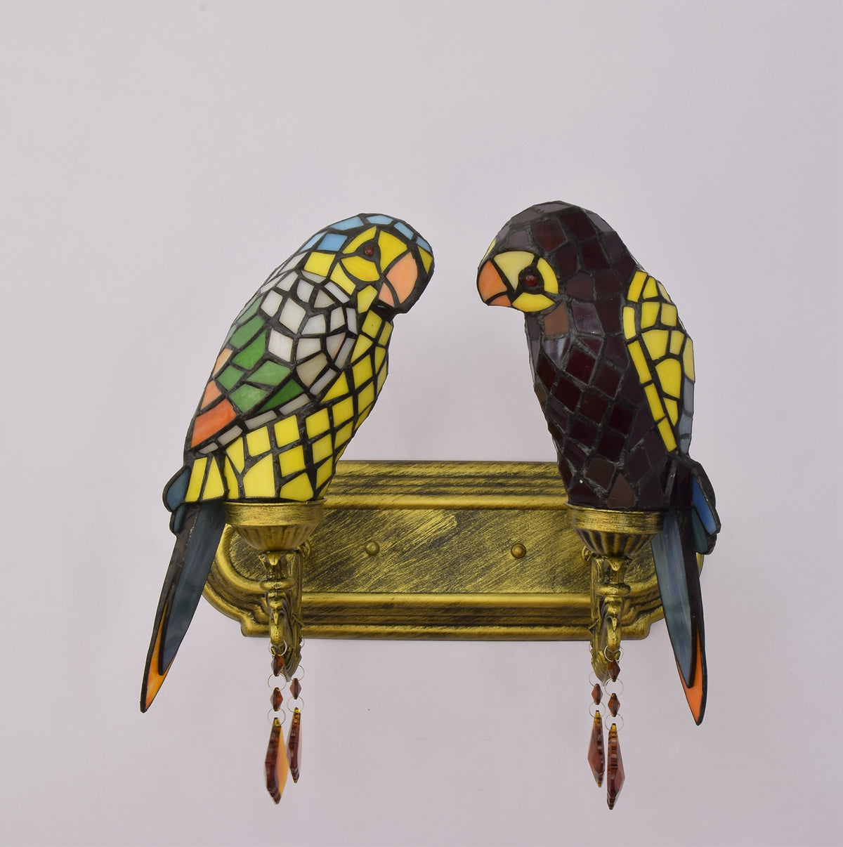 Two-tone Parrot Wall Sconce, Tiffany Tinted Glass