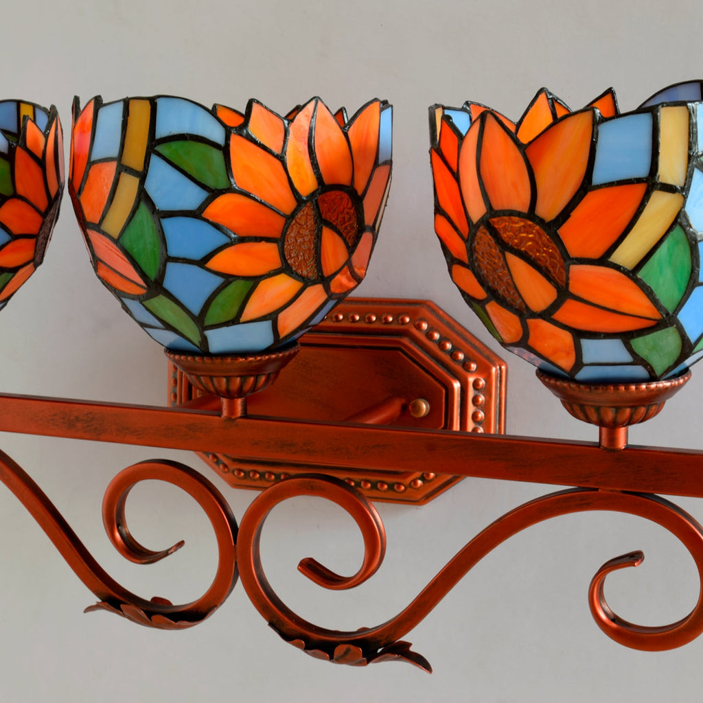 Vintage Sunflower Wall Sconce in Tinted Glass