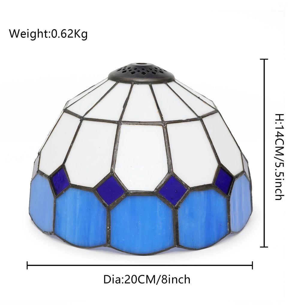 White and Blue Geometric Tinted Glass Lampshade