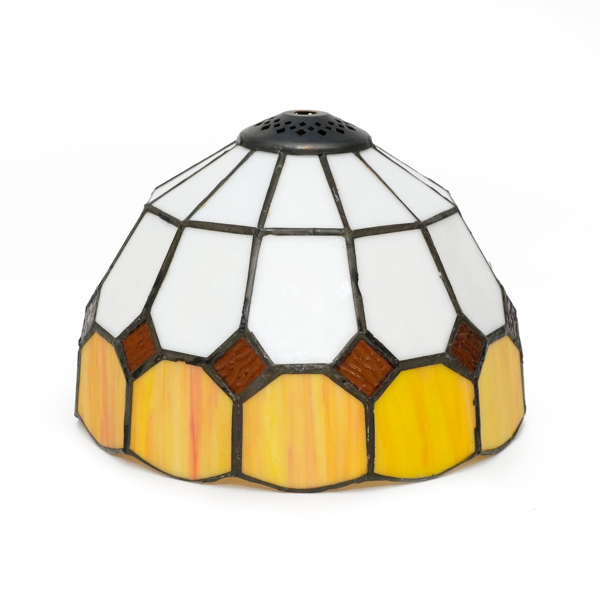 White and Yellow Geometric Tinted Glass Lampshade
