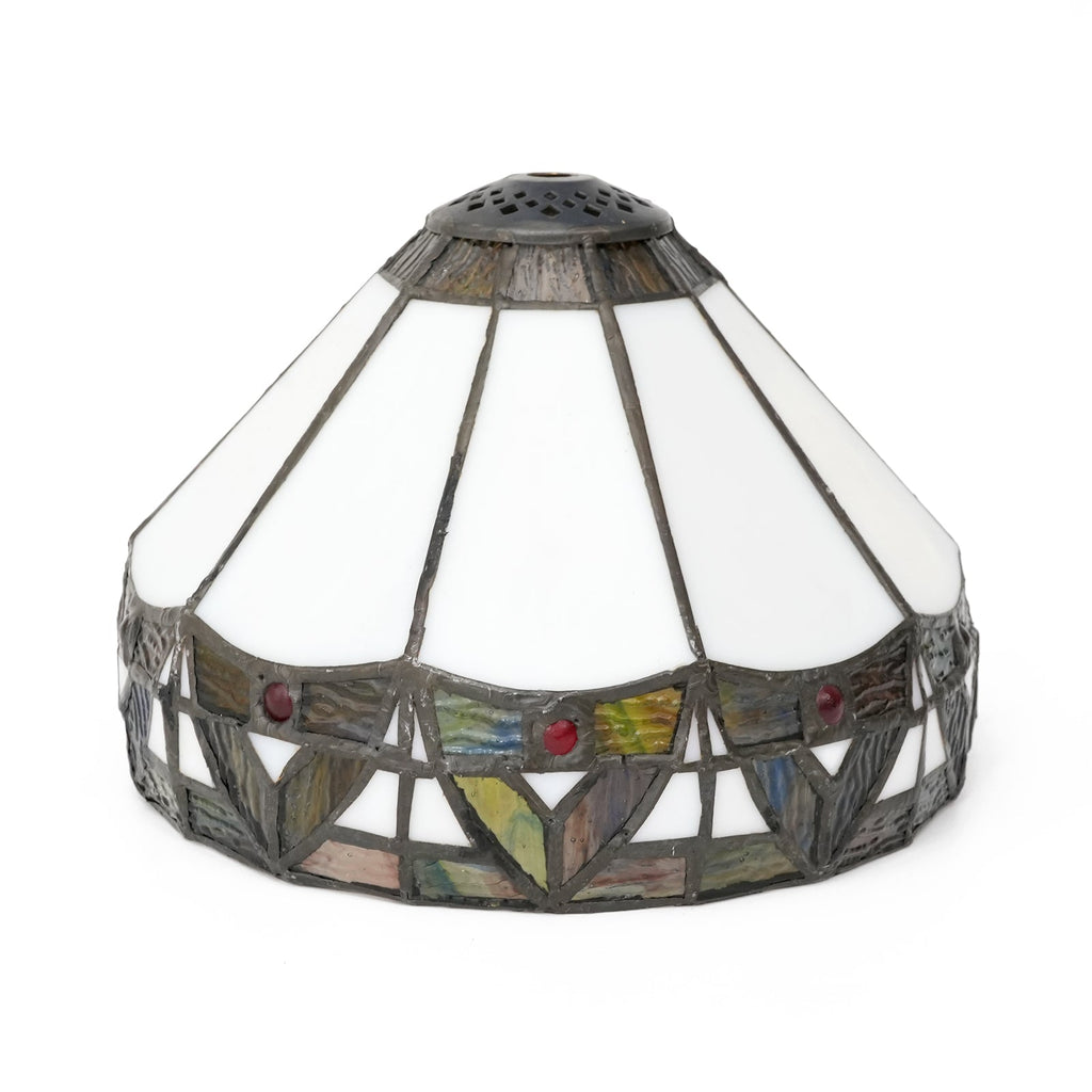 White Tiffany Style Lampshade and Colorful Mosaic
