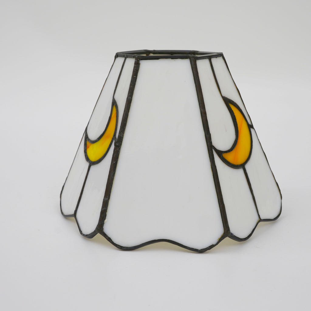 Yellow Moon Stained Glass Lampshade with Scalloped Edge